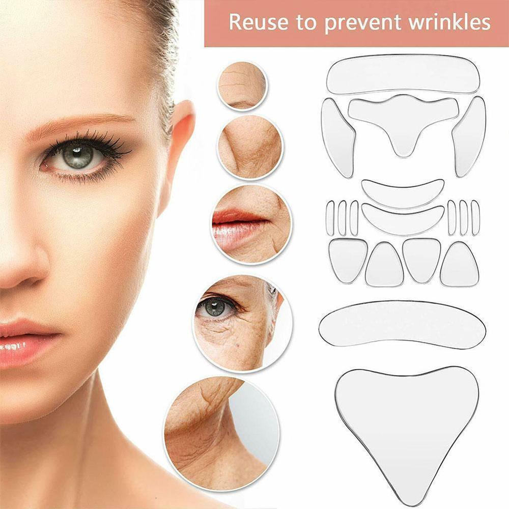 Face Massager 18 Skin Lifting Patches Reusable Silicone Anti-wrinkle Face Forehead Cheek Chin Sticker Anti Aging Wrinkle Remover Strips 230919