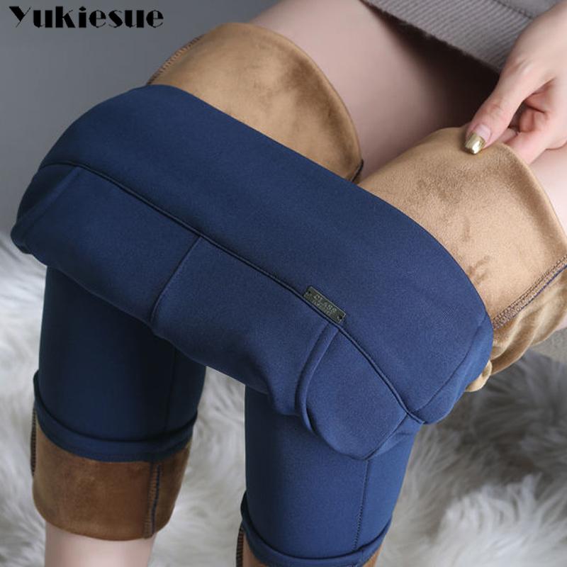 Women's Pants Capris Women Winter Warm women's pants Velvet Thick Trousers High Waist Elastic Mother Stretch pencil Pants clothes 5XL 6XL 23