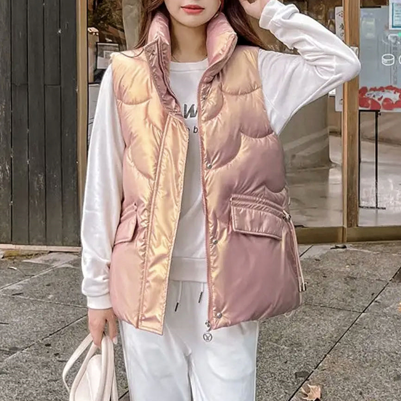 Women s Down Parkas 2023 Cotton Vest Women Autumn Winter Short Loose Casual Waistcoat Womens Fashion Large Size Sleeveless Jacket Top 230920