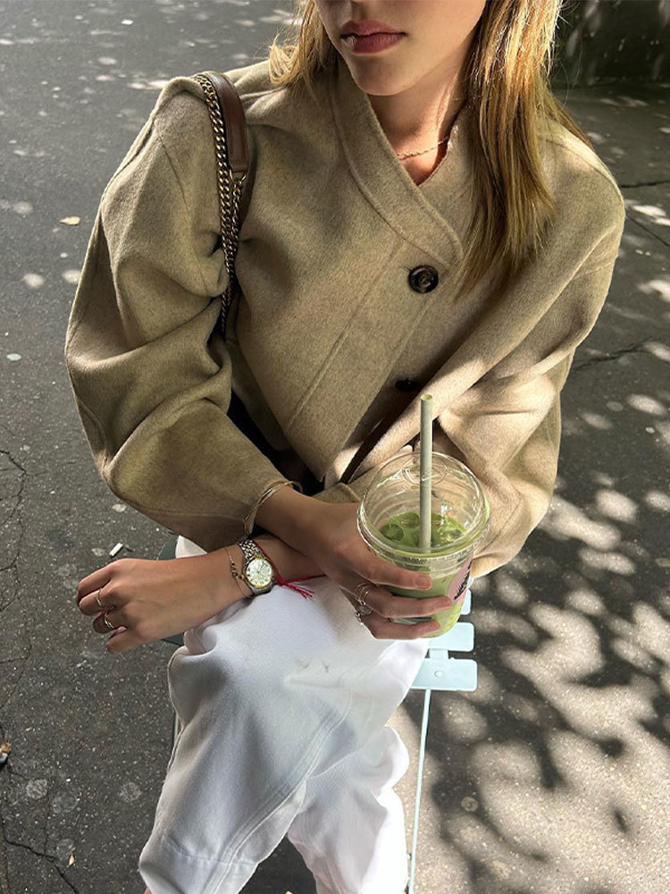 Women's Jackets Fashion Solid Button Doublepockets Jacket Women Elegant Loose Long Sleeve Coat 2023 Autumn Casual Female Street Outerwear 230919
