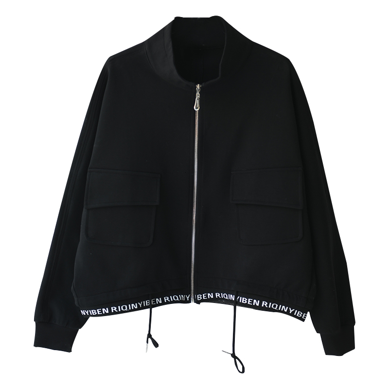 Women's Jackets MICOCO W6750C Korean version of casual simple letter loose bat sleeve zipper standup collar short coat 230919