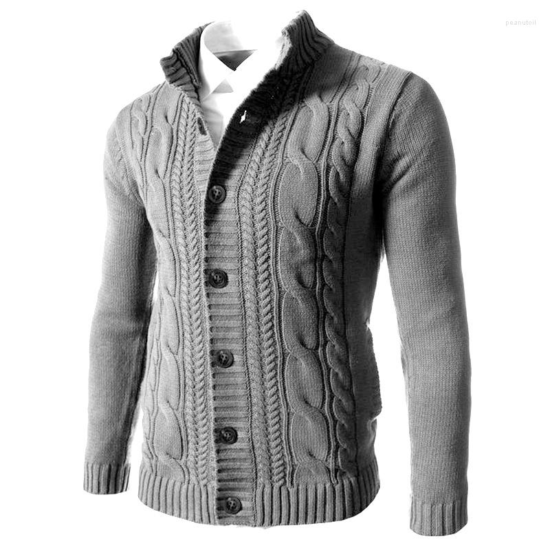 Men's Sheep Wool Cardigan Sweater - Casual Long Sleeve Knitwear For Autumn And Winter Khaki, Green, Gray, Blue, Black, White B4