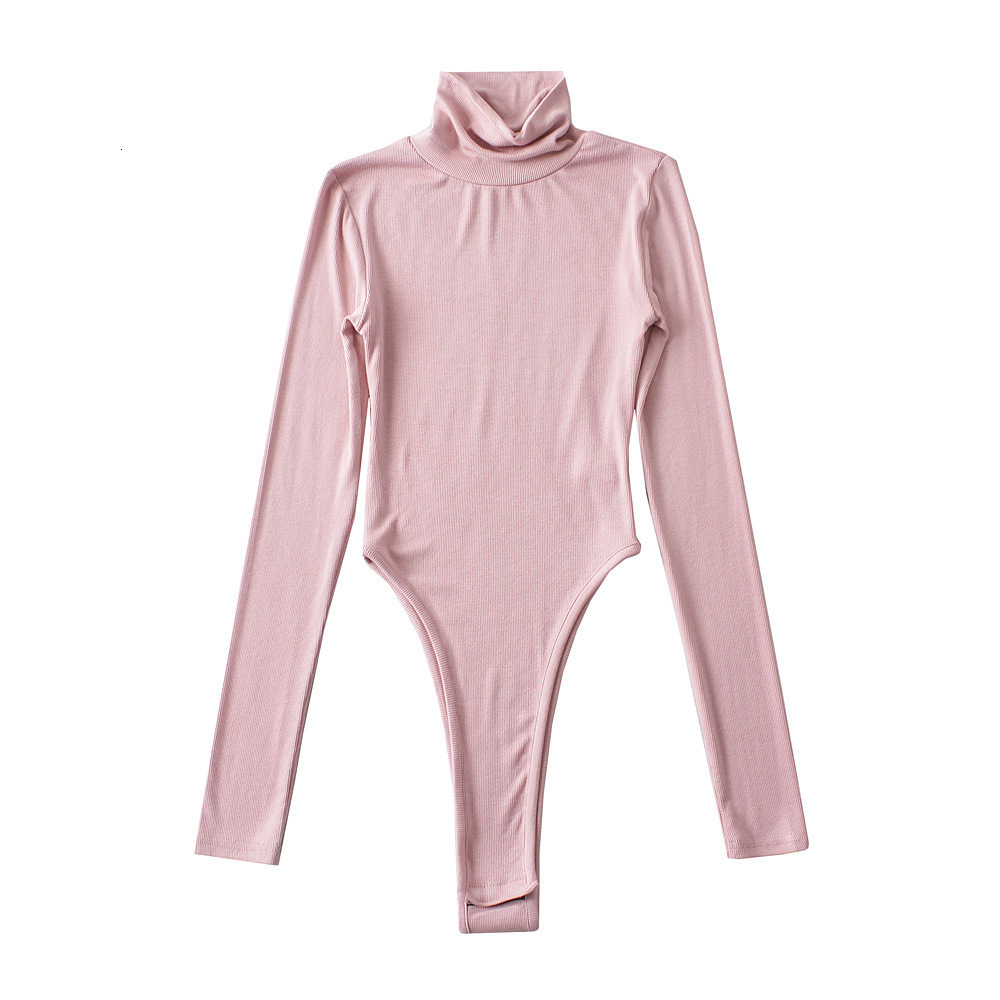 Women's Jumpsuits Rompers Jumpsuit Women Solid Turtleneck Long Sleeve Skinny Black Brown Pink Army Green Grey Bodysuit 230919