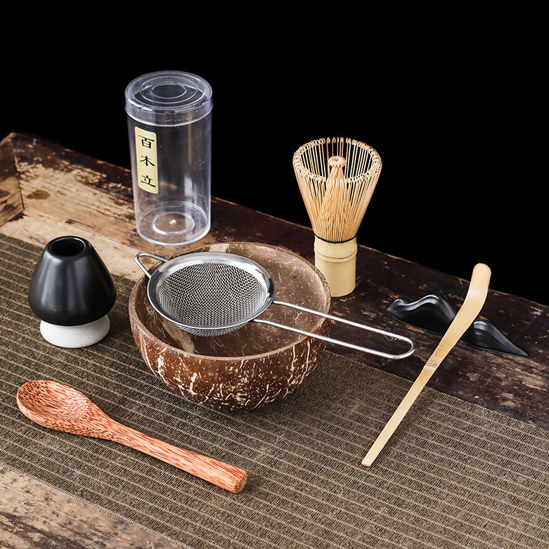 Tea Cups 4-7pcs Handmade Home Easy Clean coconut Matcha Tea Set Tool Stand Kit Bowl Whisk ScoopBirthday gift Ceremony Kitchen supplies 230919