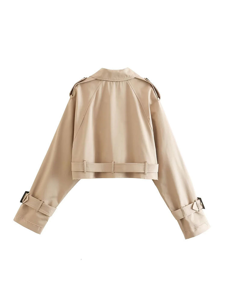Women's Jackets Nlzgmsj TRAF Women Spring Autumn Fashion Slim Jacket Office Lady Simple Casual Short Sweet Solid Double Breasted Jacket Coat Top 