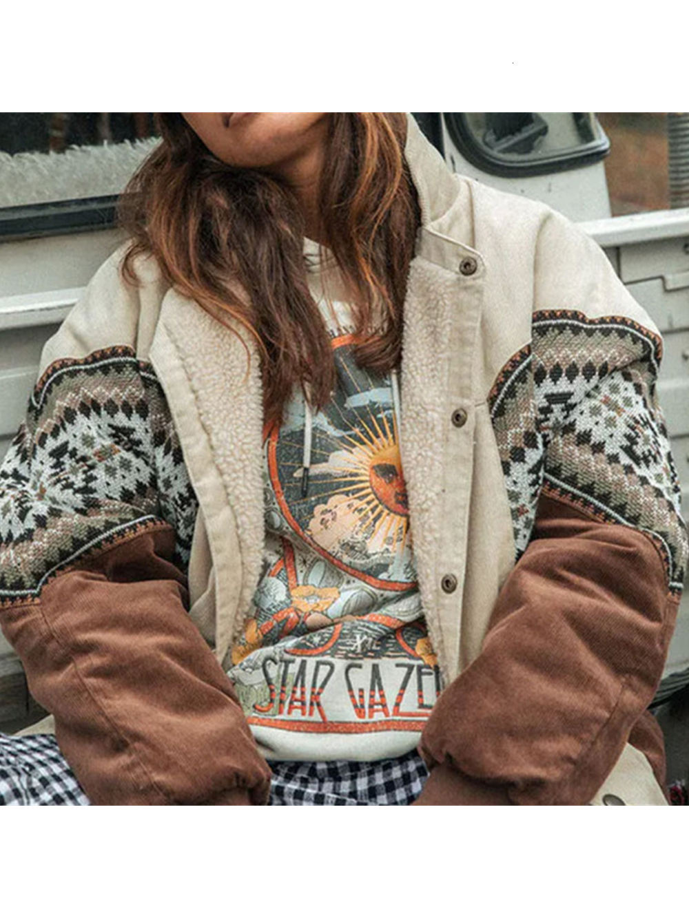 Women's Jacket Vintage Cotton Jackets Coats Autumn Fashion Clothes Print Outwear Loose Top Bohemian Long Sleeve Female Elegant Streetwear 230919