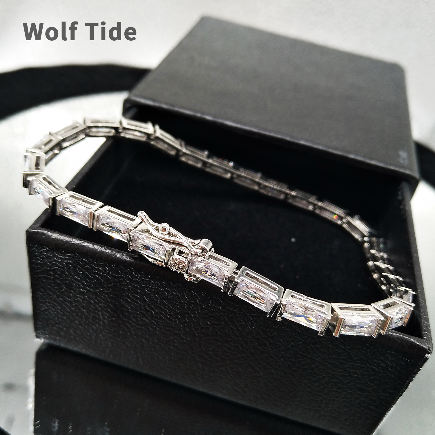 Rap High-quality Square Diamond Tennis Bracelet For Men And WoMen Baguette Cubic Zirconia 14k Real Gold Plated Copper Chains Bangle Iced Out Wrist Jew
