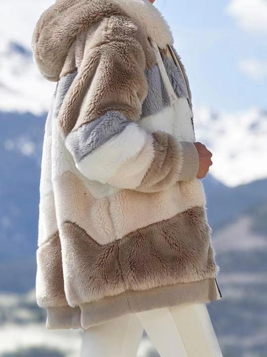 Women's Jackets Winter Fashion Women's Coat Casual Hooded Zipper Ladies Clothes Cashmere Women Jacket Stitching Plaid Ladies Coats 230919