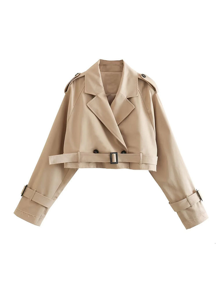 Women's Jackets Nlzgmsj TRAF Women Spring Autumn Fashion Slim Jacket Office Lady Simple Casual Short Sweet Solid Double Breasted Jacket Coat Top 