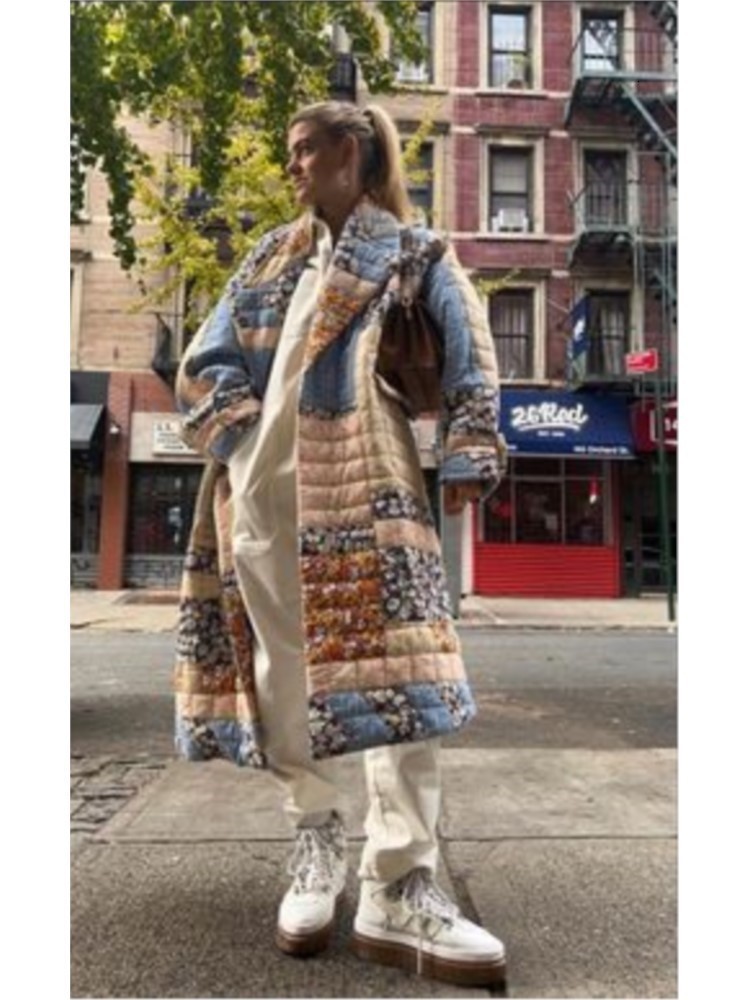 Women's Jackets Printed Floral Long Cotton Coat With Belt Women Long Sleeve Thicken Warm Jacket Winter Fashion Female Street Outwears 230919