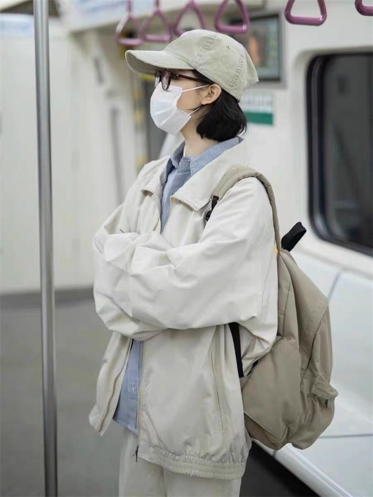 Women's Jackets QWEEK Y2K Windbreaker Jacket Women Korean Fashion Gorpcore Retro Zip Up Outerwear Oversized Harajuku Streetwear Vintage Coat 2309