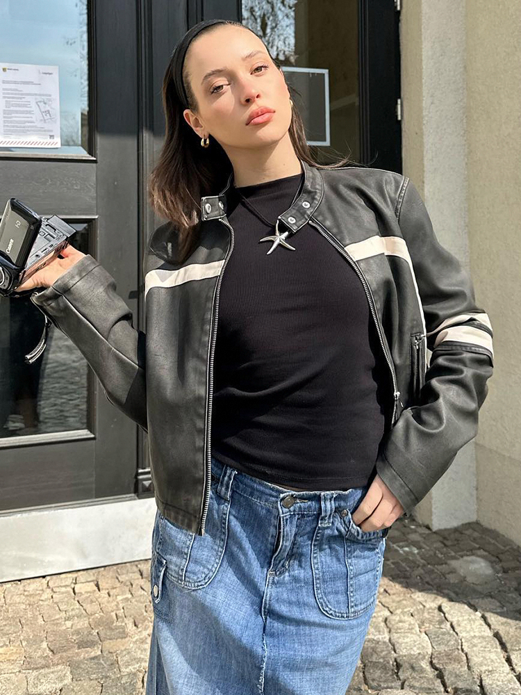 Women's Jackets Rockmore 2023 Leather Autumn Fashion Moto Biker PU Coats for Women Vintage y2k Streetwear Casual Zipper Outerwear 230919