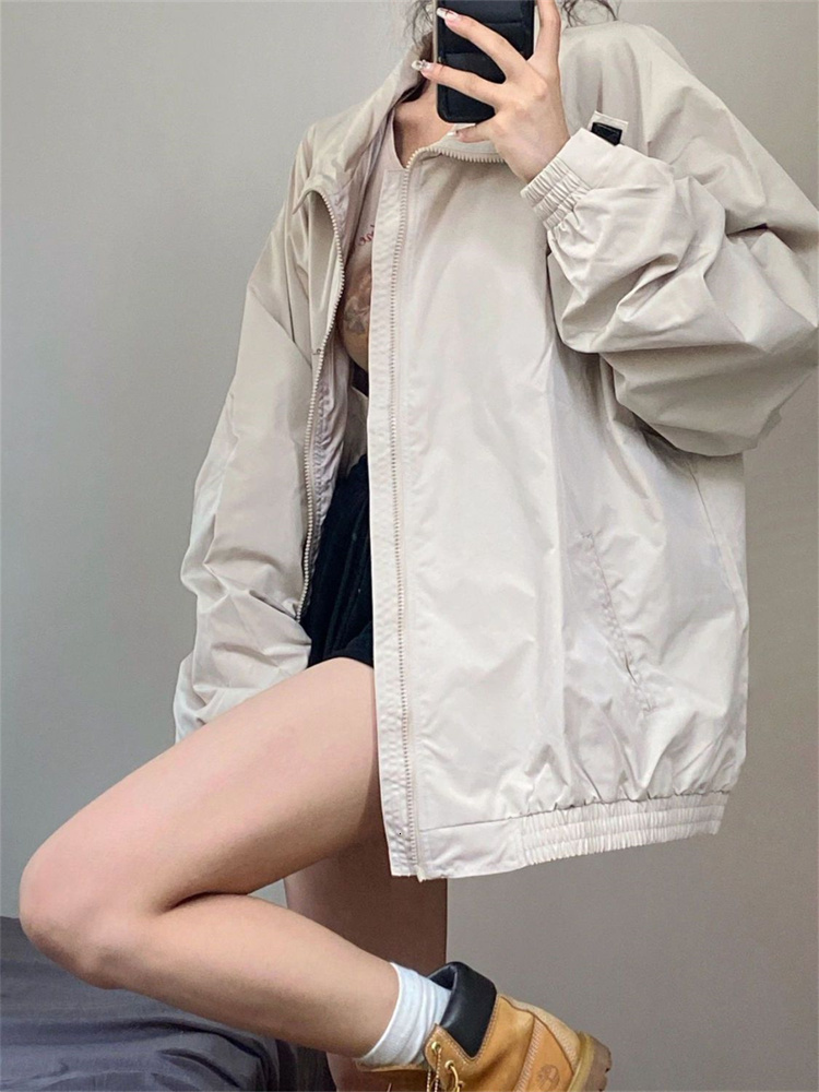 Women's Jackets QWEEK Y2K Windbreaker Jacket Women Korean Fashion Gorpcore Retro Zip Up Outerwear Oversized Harajuku Streetwear Vintage Coat 2309