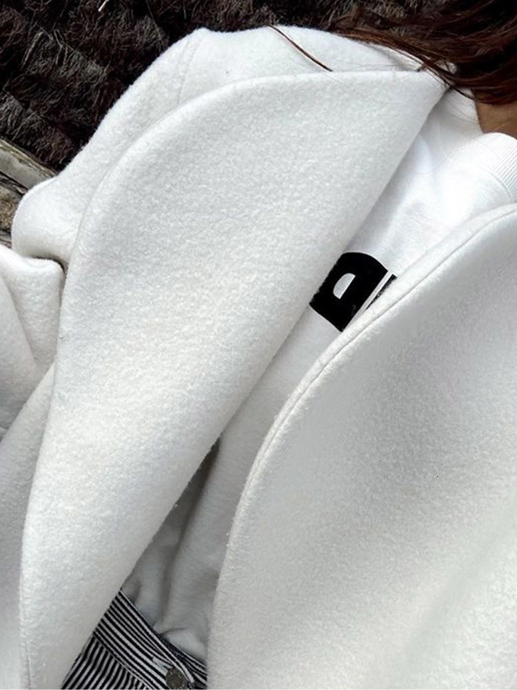 Women's Jackets Elegant White Coat Women Autumn Loose Long Sleeve Female Coats 2023 Fashion Winter Casual Streetwear Vneck Lady Overcoat 230919