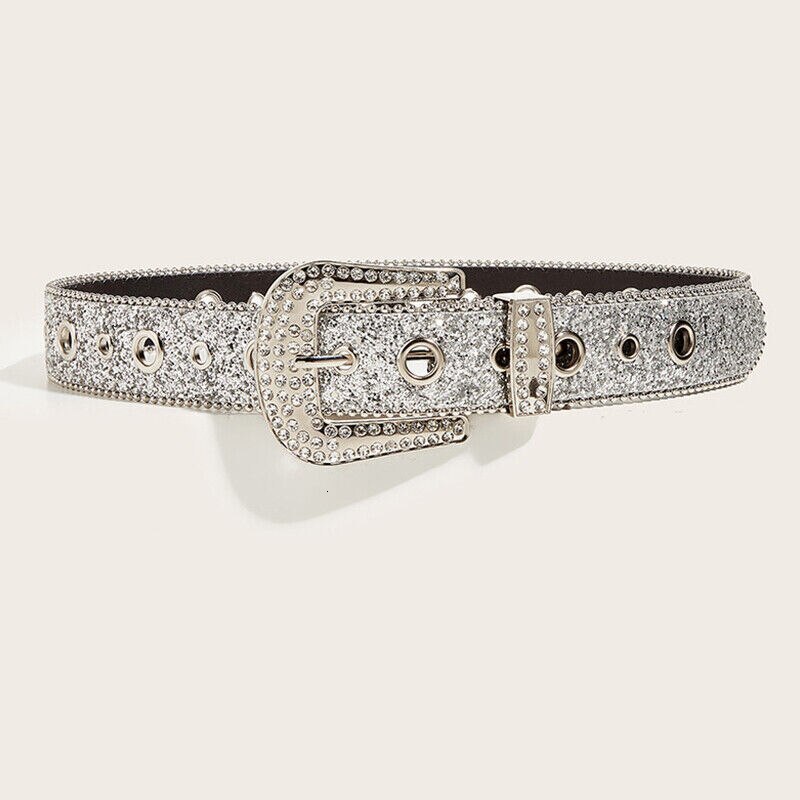 Belts Gothic Black Silver Metal Buckle Belt Body Four Seasons Y2K Style Womens Jeans 230919