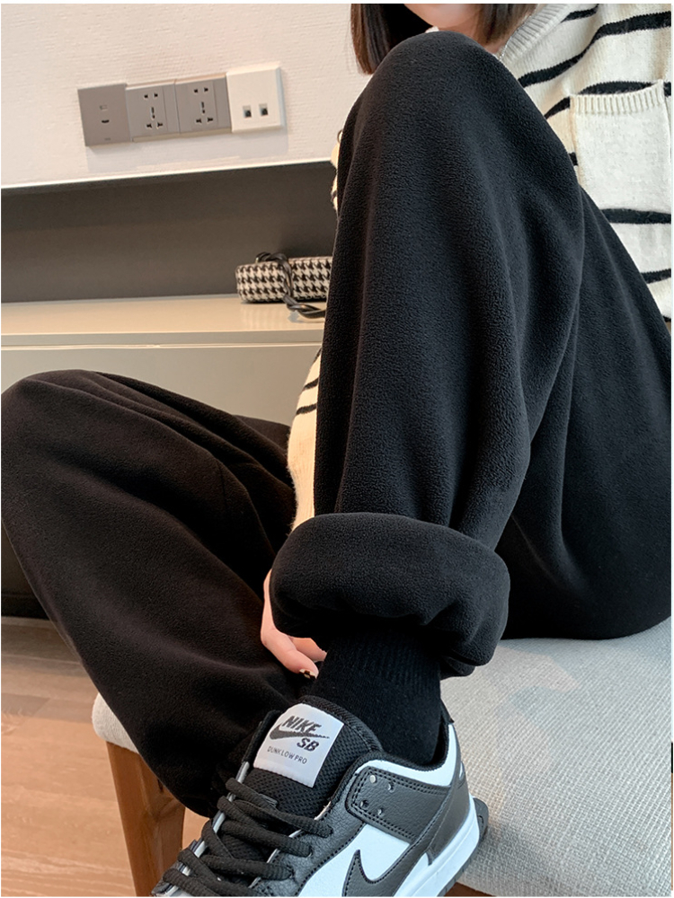 Women's Pants Capris Spring Casual Women's Pants Warm Harem Velvet Wide Leg Cargo Trousers Loose Oversize Sweatpants Vintage Fleece Pants fo