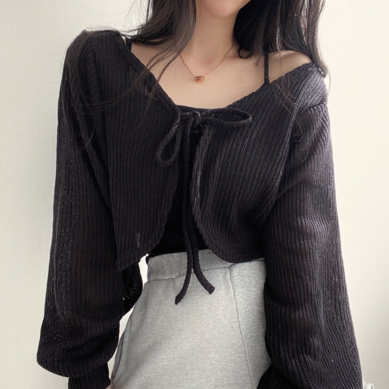 Women's Jackets Basic Jackets Women Summer Daily Korean Style Sunscreen Lace-up Lantern Sleeve Trendy Elegant All-match Chic Arrival 230919