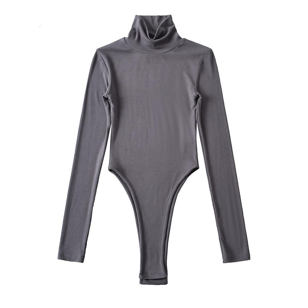 Women's Jumpsuits Rompers Jumpsuit Women Solid Turtleneck Long Sleeve Skinny Black Brown Pink Army Green Grey Bodysuit 230919
