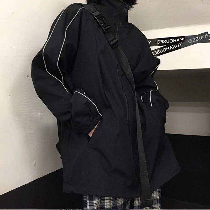 Women's Jackets Reflective Jacket Women Autumn Casual All-match Black Chaquetas Para Mujer Clothing Classic Vintage Outwear Fashion Korean Style 