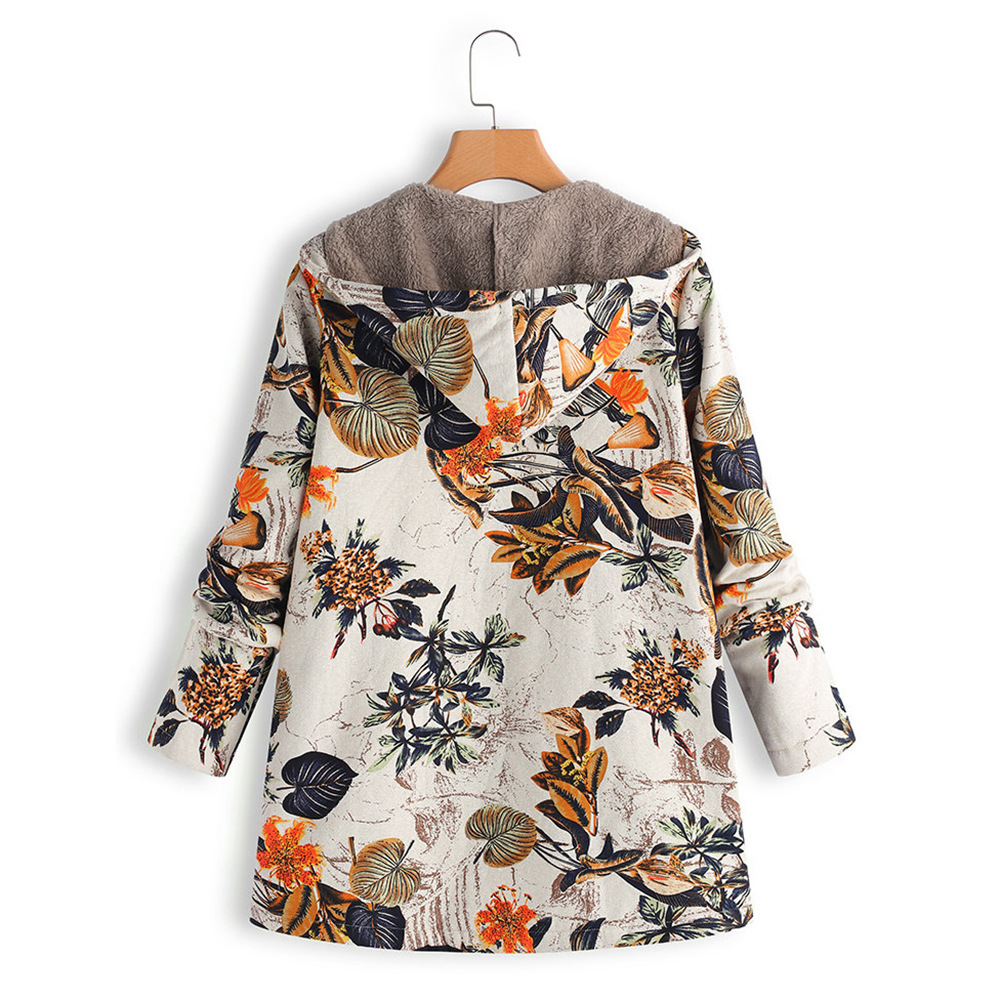 Women's Down Parkas Women Winter Warm Floral Hooded Jacket Flower Print Hoody Vintage Oversized Coats Winter Padded Jacket Women Parkas 230919