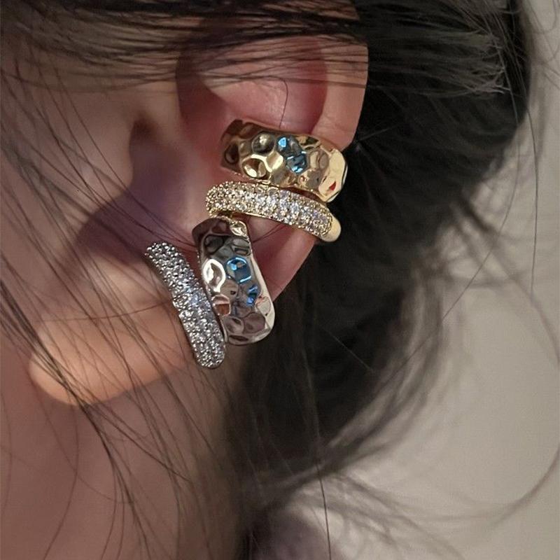 Ear Cuff Fashion Zircon Double layer No Piercing Earring 2023 Trendy Punk Unique Metal Geometric Clip for Women Jewelry 230920