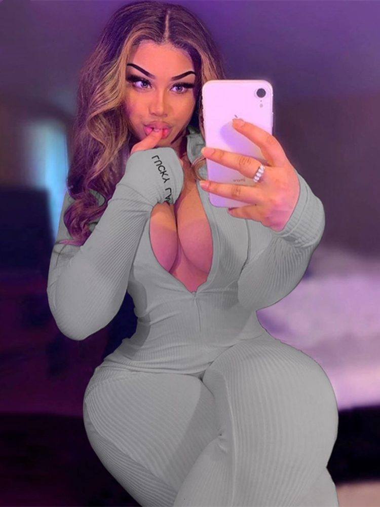 Women's Jumpsuits Rompers Sisterlinda Zipper Sexy Turtleneck Fitness Jumpsuit Women Full Sleeve Slim Rompers Ladies Autumn Skinny Playsuit Mujer 