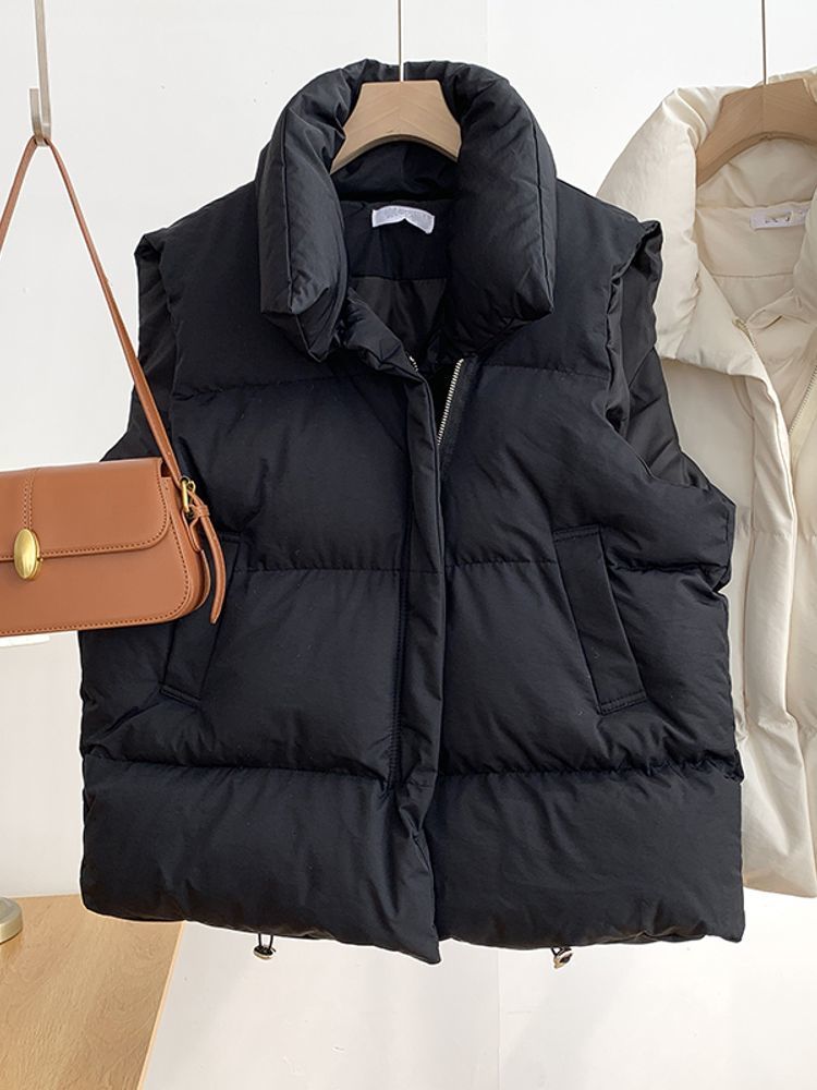 Women s Down Parkas ITOOLIN Women Casual Loose Thicken Jacket Coat Mock Neck Zipper Up Solid Warm Vest Puffer Jackets 2023 Autumn Winter 230920