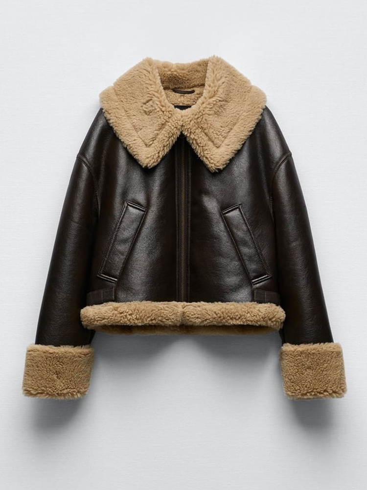 Women's Down Parkas Streetwear Loose Moto Biker Winter Shearling Sheepskin Leather Jackets Thicken Parka Faux Leather Lamb Fur Outwear 230919