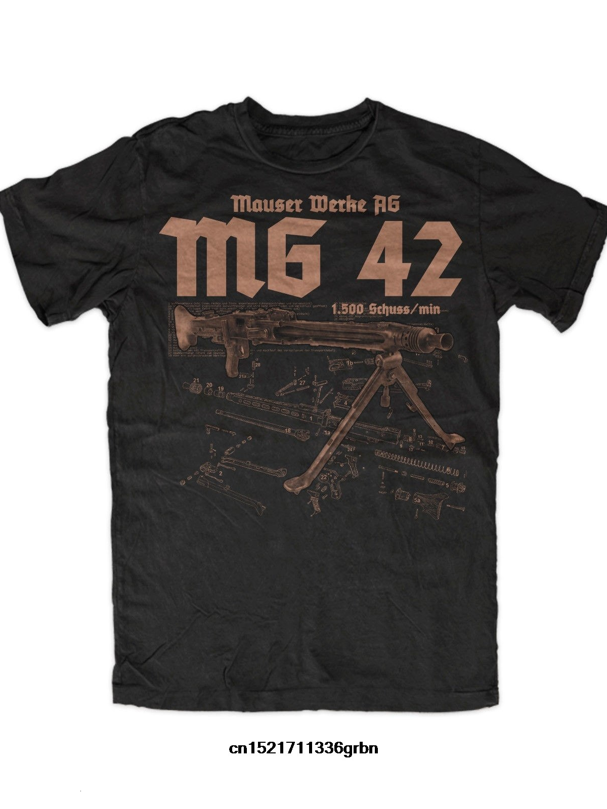 Men's T-Shirts Funny Wehrmacht MG42 Anatomy Printed T-Shirt. Summer Cotton Short Sleeve O-Neck Mens T Shirt S-3XL 230920