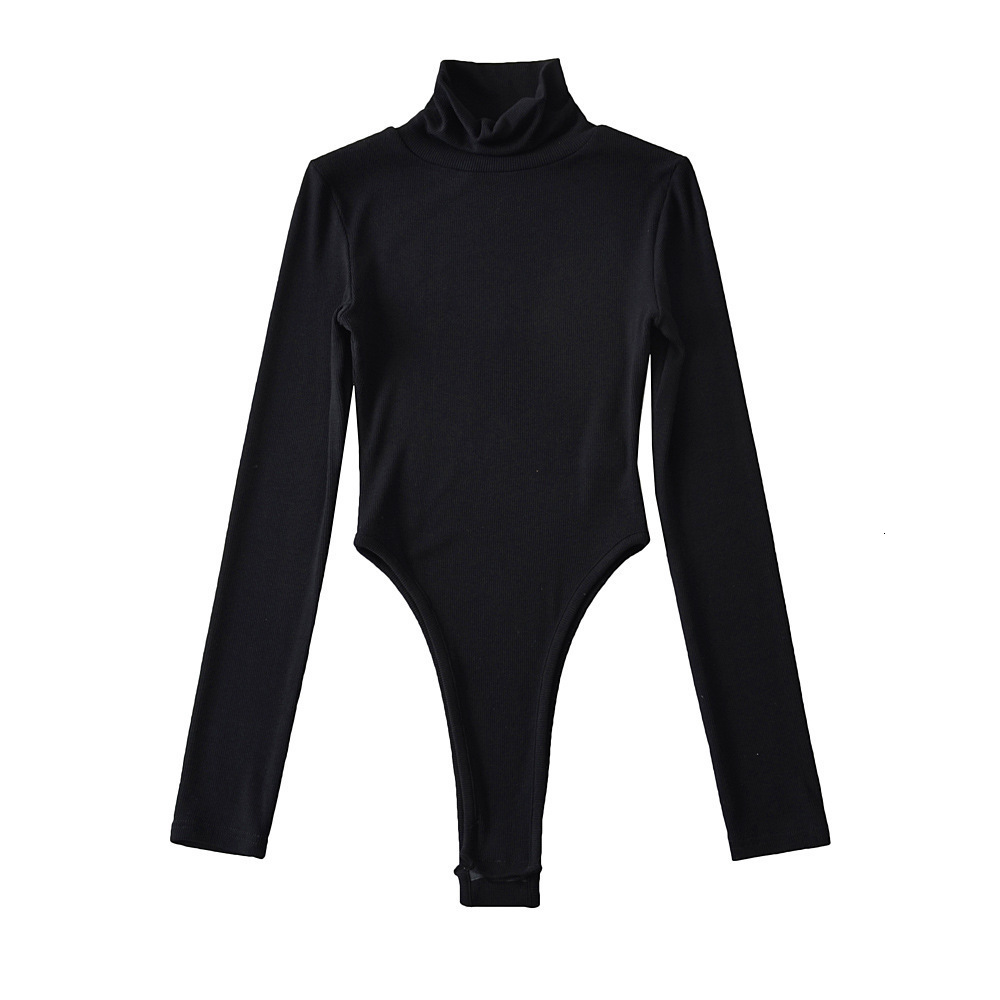 Women's Jumpsuits Rompers Jumpsuit Women Solid Turtleneck Long Sleeve Skinny Black Brown Pink Army Green Grey Bodysuit 230919