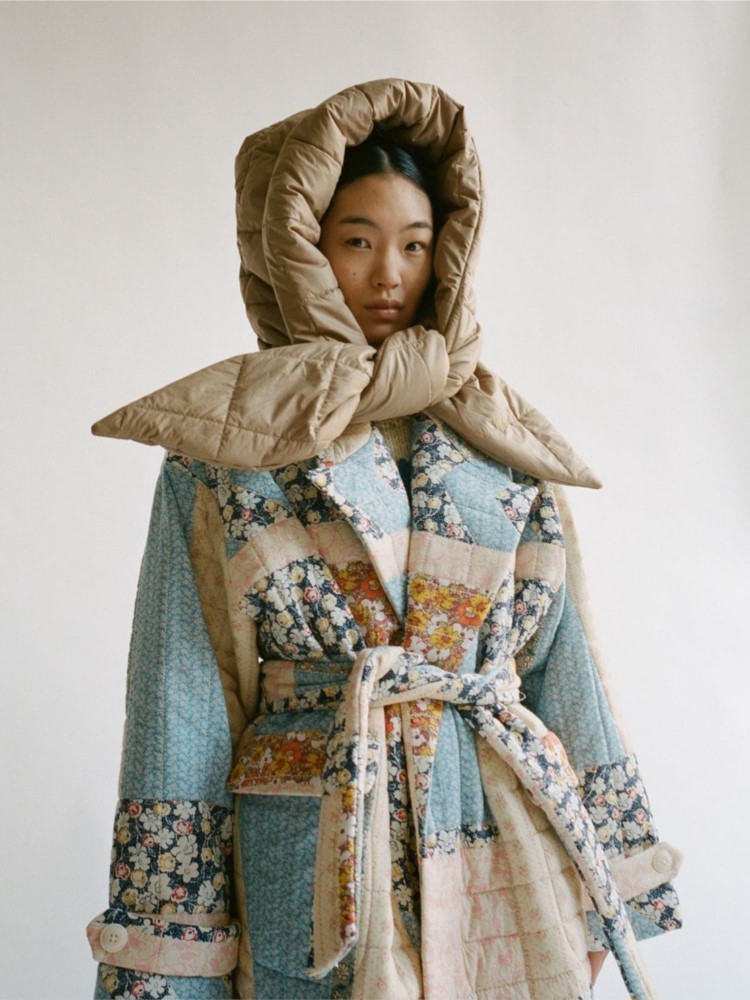 Women's Jackets Printed Floral Long Cotton Coat With Belt Women Long Sleeve Thicken Warm Jacket Winter Fashion Female Street Outwears 230919