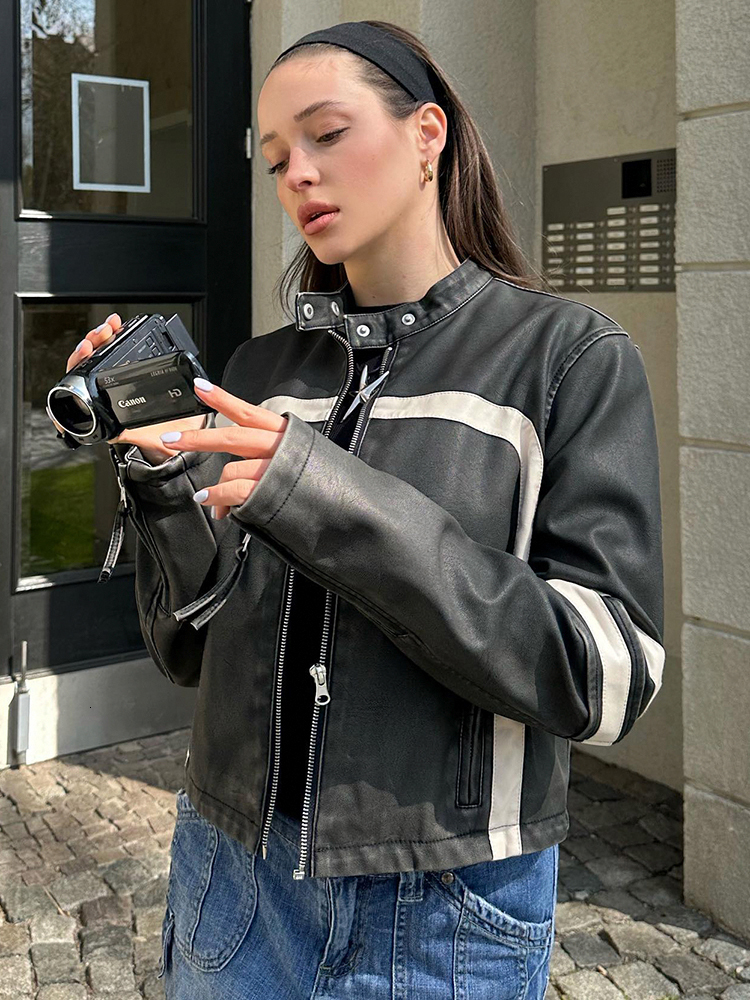 Women's Jackets Rockmore 2023 Leather Autumn Fashion Moto Biker PU Coats for Women Vintage y2k Streetwear Casual Zipper Outerwear 230919