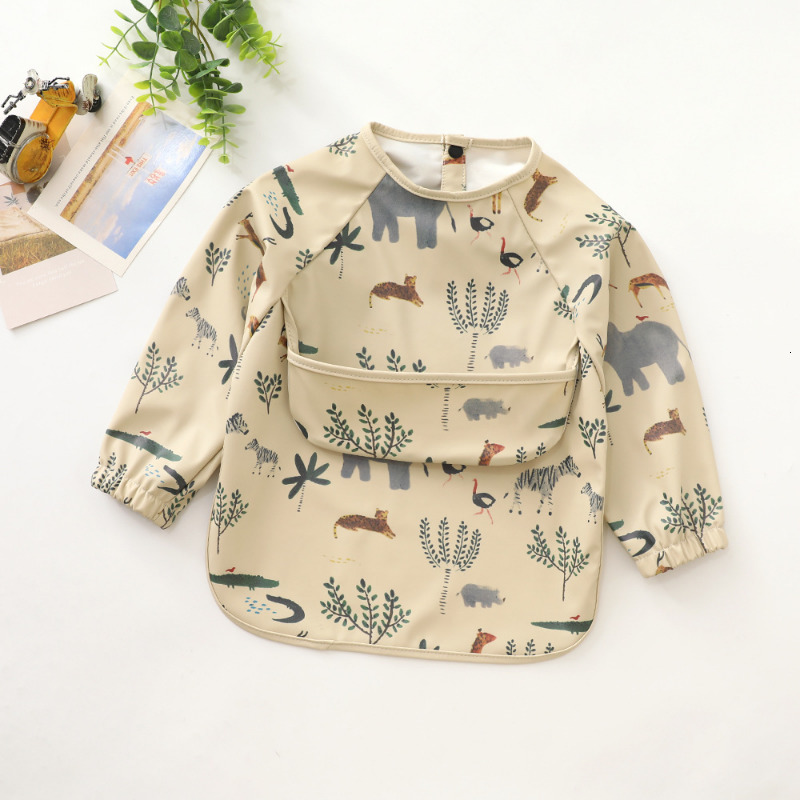 Bibs Burp Cloths Children Feeding Aprons Long sleeve Baby bib with Pocket Full Cover Baby Bibs with Pocket waterproof long sleeve bibs 230920
