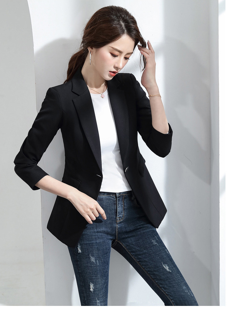 Women's Suits Blazers Fitshinling Autumn Spring Basic Blazer Woman Clothes Button Fashion Solid Slim Jacket Female Arrival Coats Overwear 230920