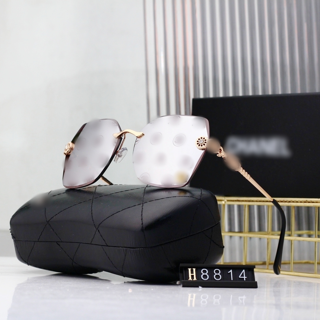 Top luxury Sunglasses lens designer womens Mens Goggle senior Eyewear For Women eyeglasses frame Vintage Metal Sun Glasses With Box leopard OS 8814