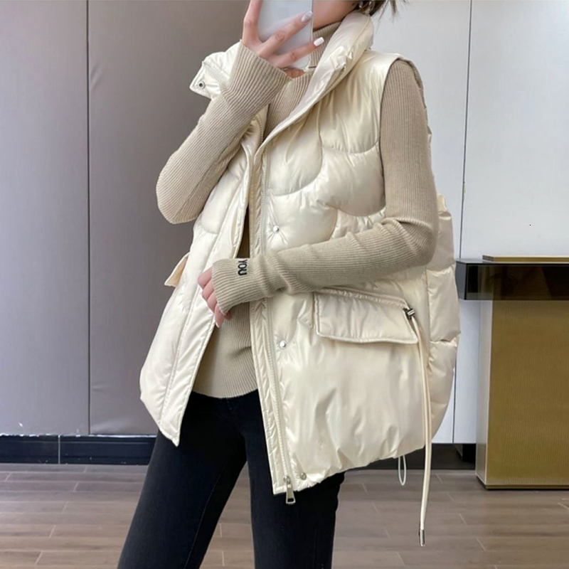 Women s Down Parkas 2023 Cotton Vest Women Autumn Winter Short Loose Casual Waistcoat Womens Fashion Large Size Sleeveless Jacket Top 230920