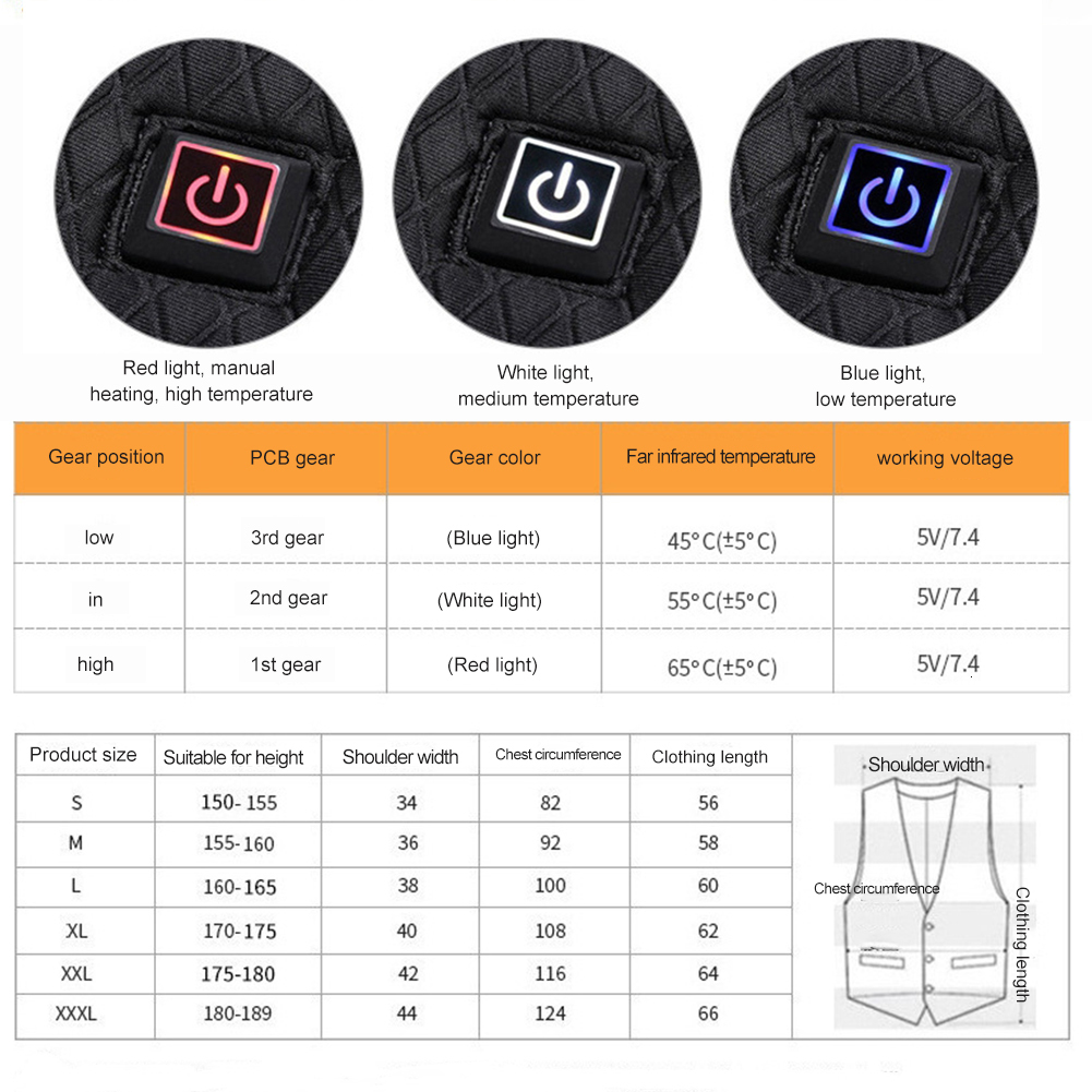 Men's Vests Winter USB Heated Vest 3speed Adjustable Temperature Selfheating Washable Sleeveless Heating Jacket for Outdoor Sport 230919