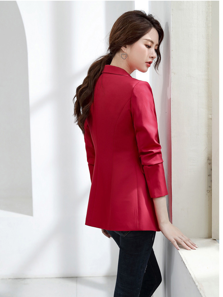 Women's Suits Blazers Fitshinling Autumn Spring Basic Blazer Woman Clothes Button Fashion Solid Slim Jacket Female Arrival Coats Overwear 230920