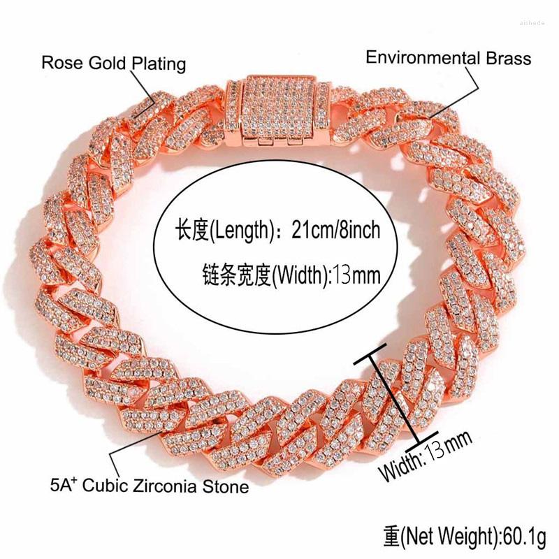 necklace moissanite chain Iced Out Cuban Chain 13MM Micro Paved CZ Stone Fashion Hip Hop Jewelry For Men Women Gift