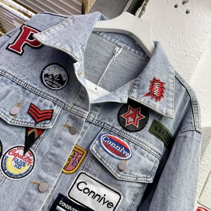 Women s Jackets Men s Cartoon Anime Embroidery Patches Denim Jacket Women Streetwear Fashion Trend Loose Jean Coat Outerwear 230920