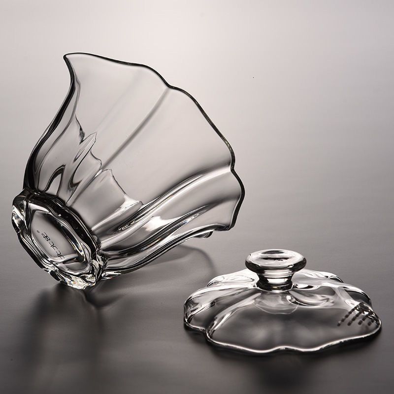 Tea Cups High End Baicai Glass Gaiwan Tea Cup with Filter Scald Proof Tea Cup Hand Holding Teapot High Quality Chinese Kung Fu Tea Set 230919