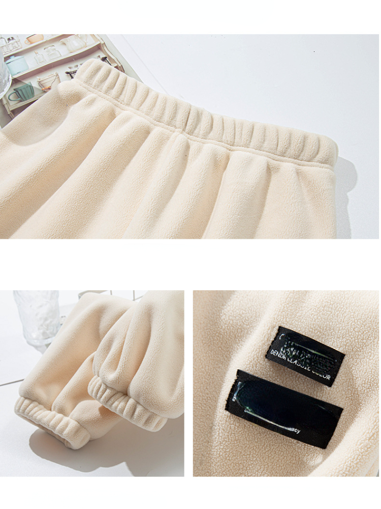 Women's Pants Capris Spring Casual Women's Pants Warm Harem Velvet Wide Leg Cargo Trousers Loose Oversize Sweatpants Vintage Fleece Pants fo