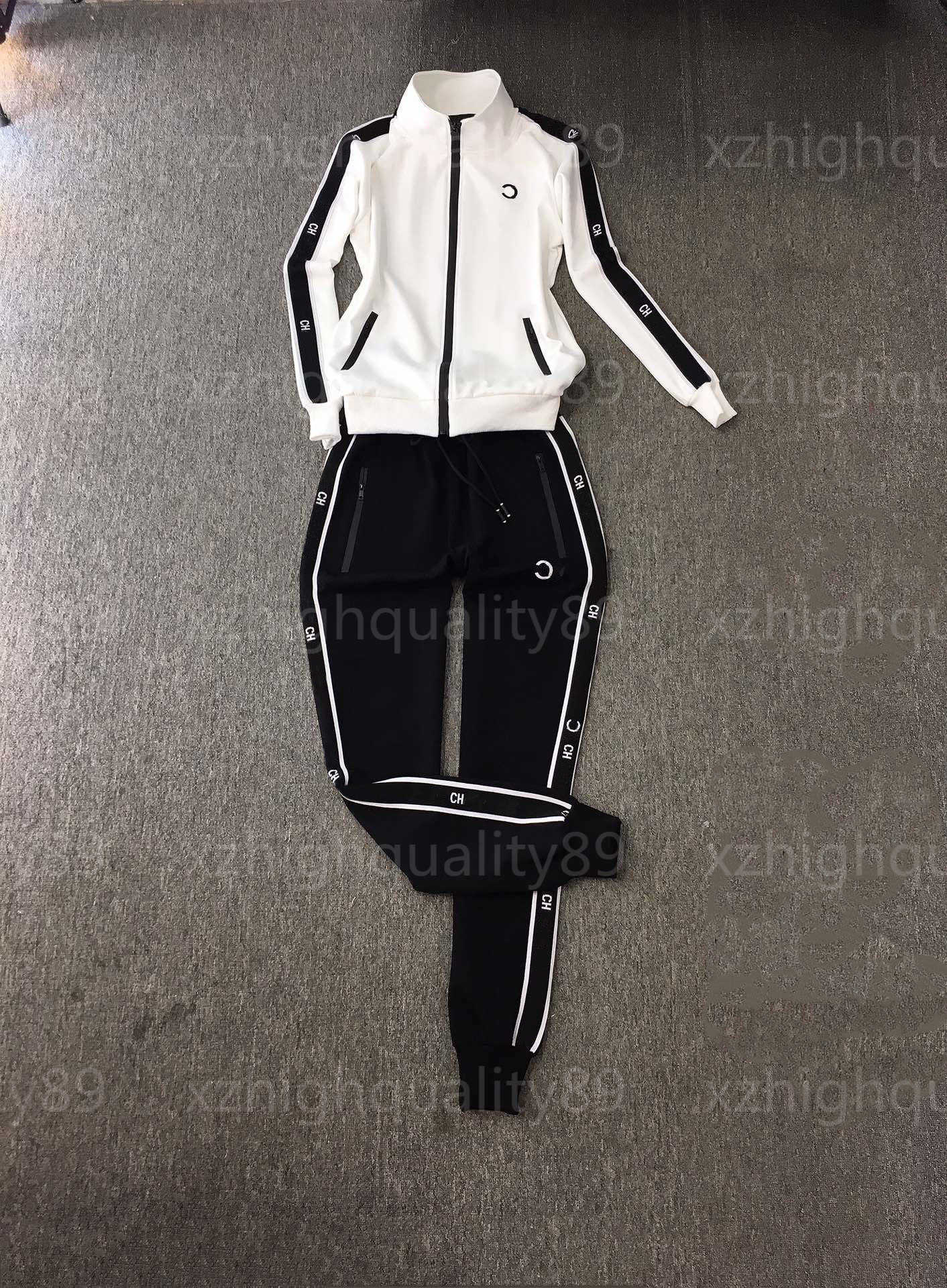 Designer Tracksuit Women 2 Piece Set Sweat Suits For Women Side Letter Stripe Design Long Sleeved Double Pocket Zipper Jacket Casual Sports Pants Womens Tracksuits