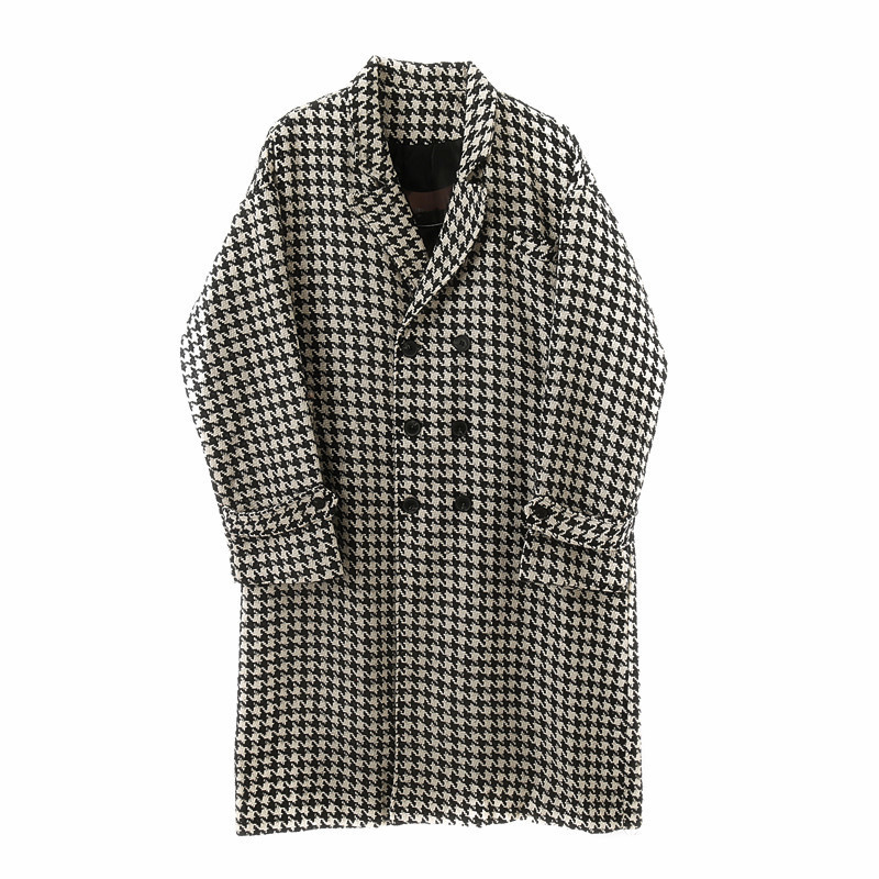 Men Blends NOYMEI Solid Color Plaid Korean Style Trench Autumn Winter Long Length Lapel Windbreaker Casual Woolen Coat WA2595 230920