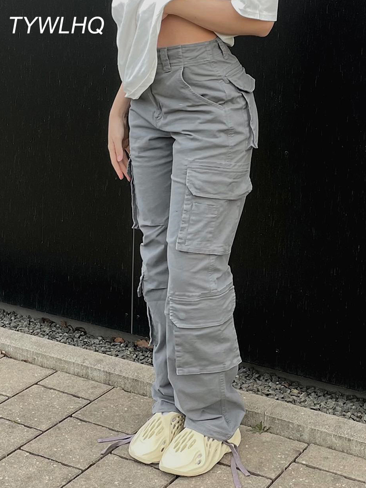 Women's Pants Capris Vintage Cargo Pants Baggy Jeans Women Fashion 90s Streetwear Pockets Wide Leg High Waist Straight Y2k Denim Trousers Overall