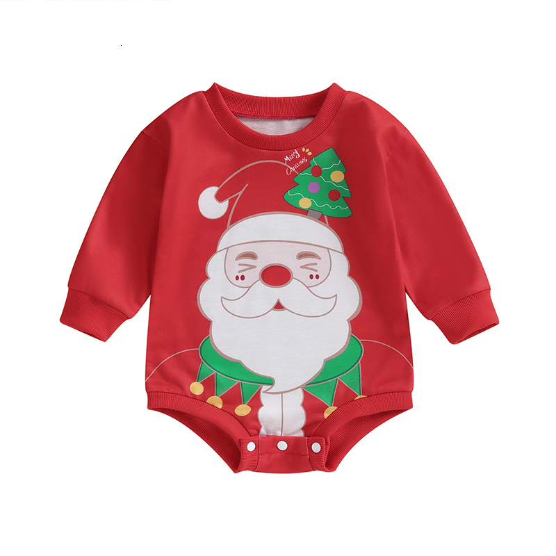 Rompers 0904 Lioraitiin 024M born Baby Boys Girls Sweatshirt Christmas Santa Claus Long Sleeve Jumpsuit Infant Clothes 230919