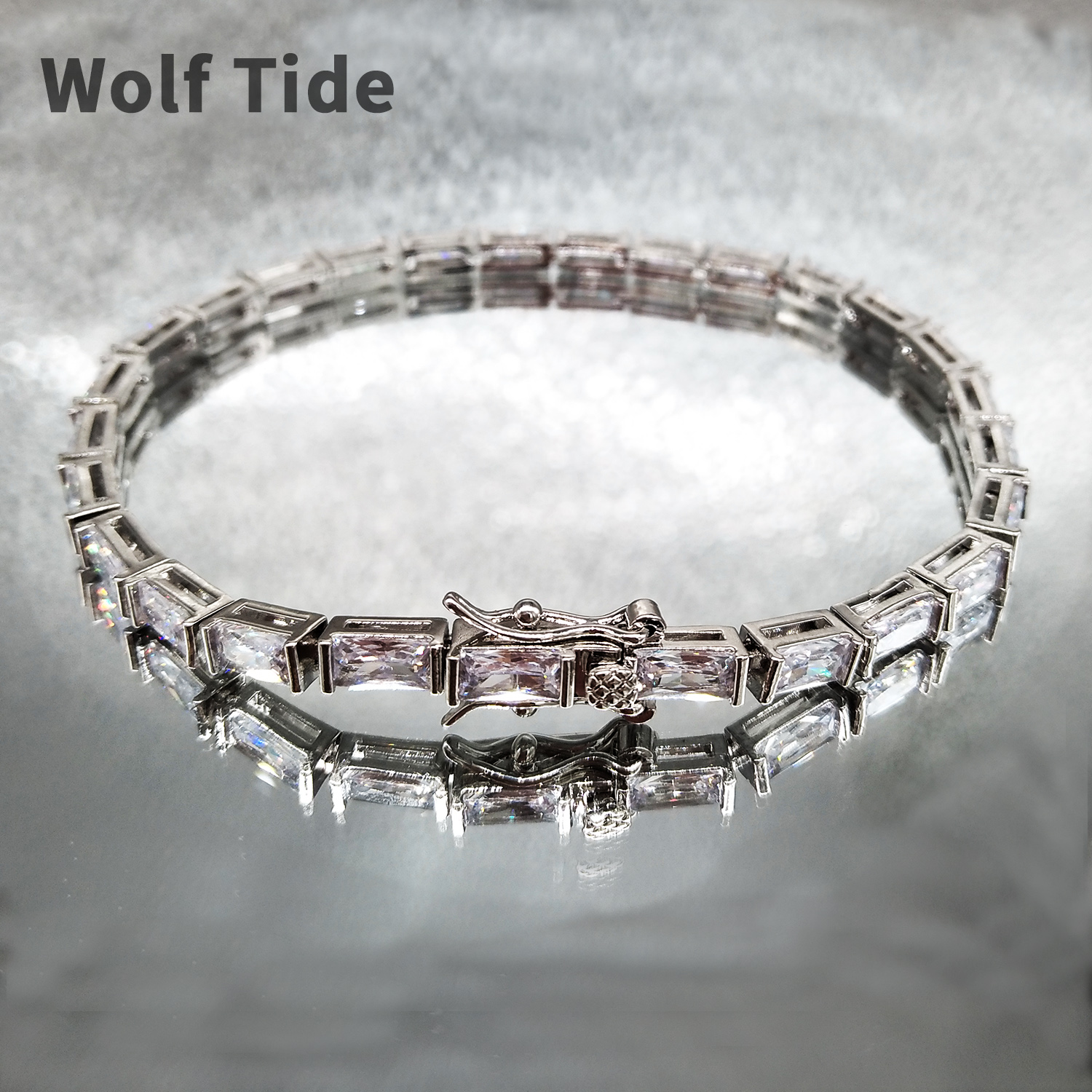 Rap High-quality Square Diamond Tennis Bracelet For Men And WoMen Baguette Cubic Zirconia 14k Real Gold Plated Copper Chains Bangle Iced Out Wrist Jew