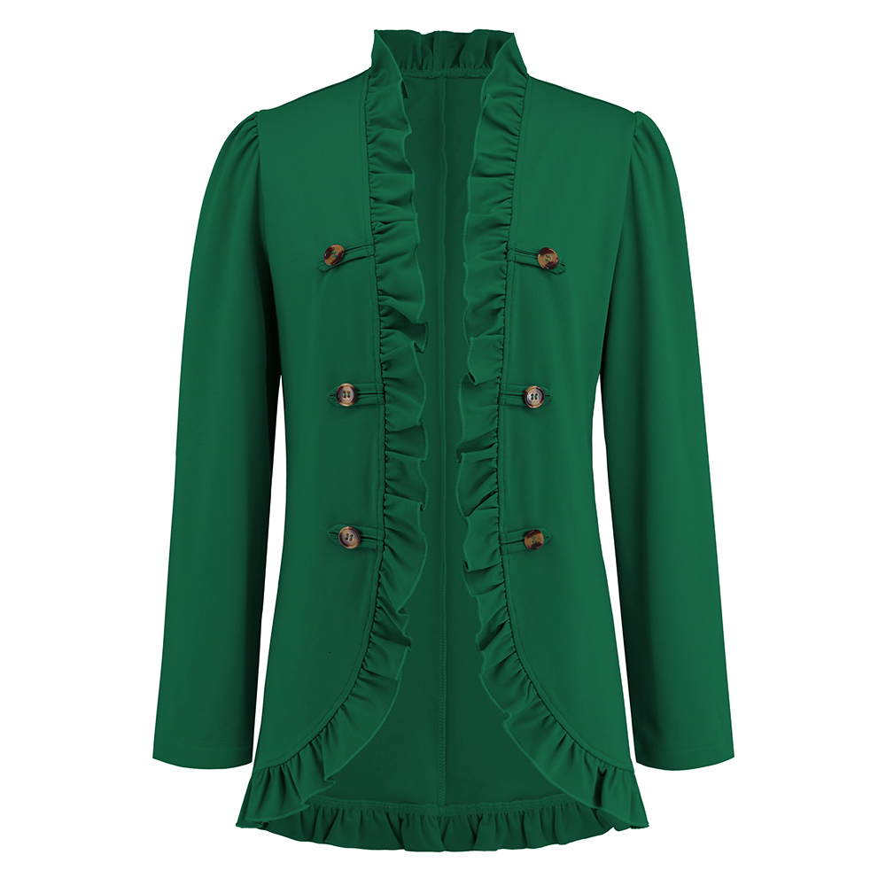 Women's Jackets Fashion Office Lady Ruffles Cardigan Coat 2023 Autumn Double Breasted Blazers Streetwear Women Elegant Long Sleeve Ruched Suits 2