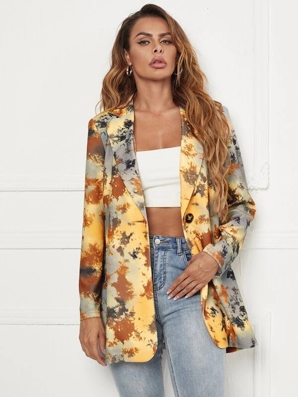 Women's Suits Blazers Autumn Fashion Position Printed Women's Jacket Coats Casual Slong Sleeve Slim Cropped Blazer 230920
