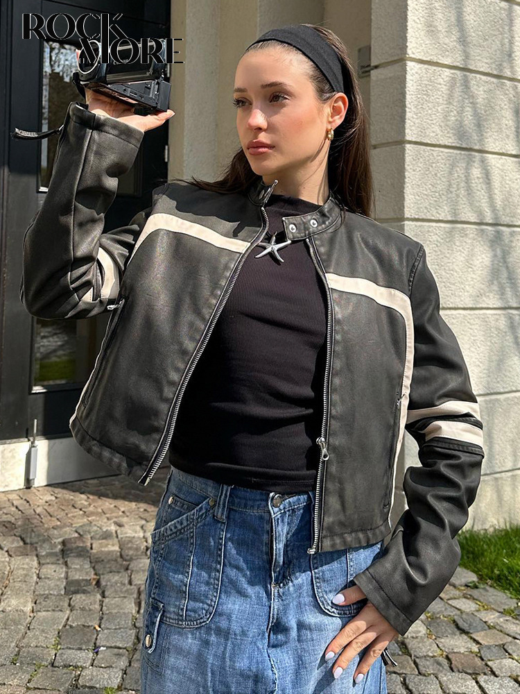 Women's Jackets Rockmore 2023 Leather Autumn Fashion Moto Biker PU Coats for Women Vintage y2k Streetwear Casual Zipper Outerwear 230919